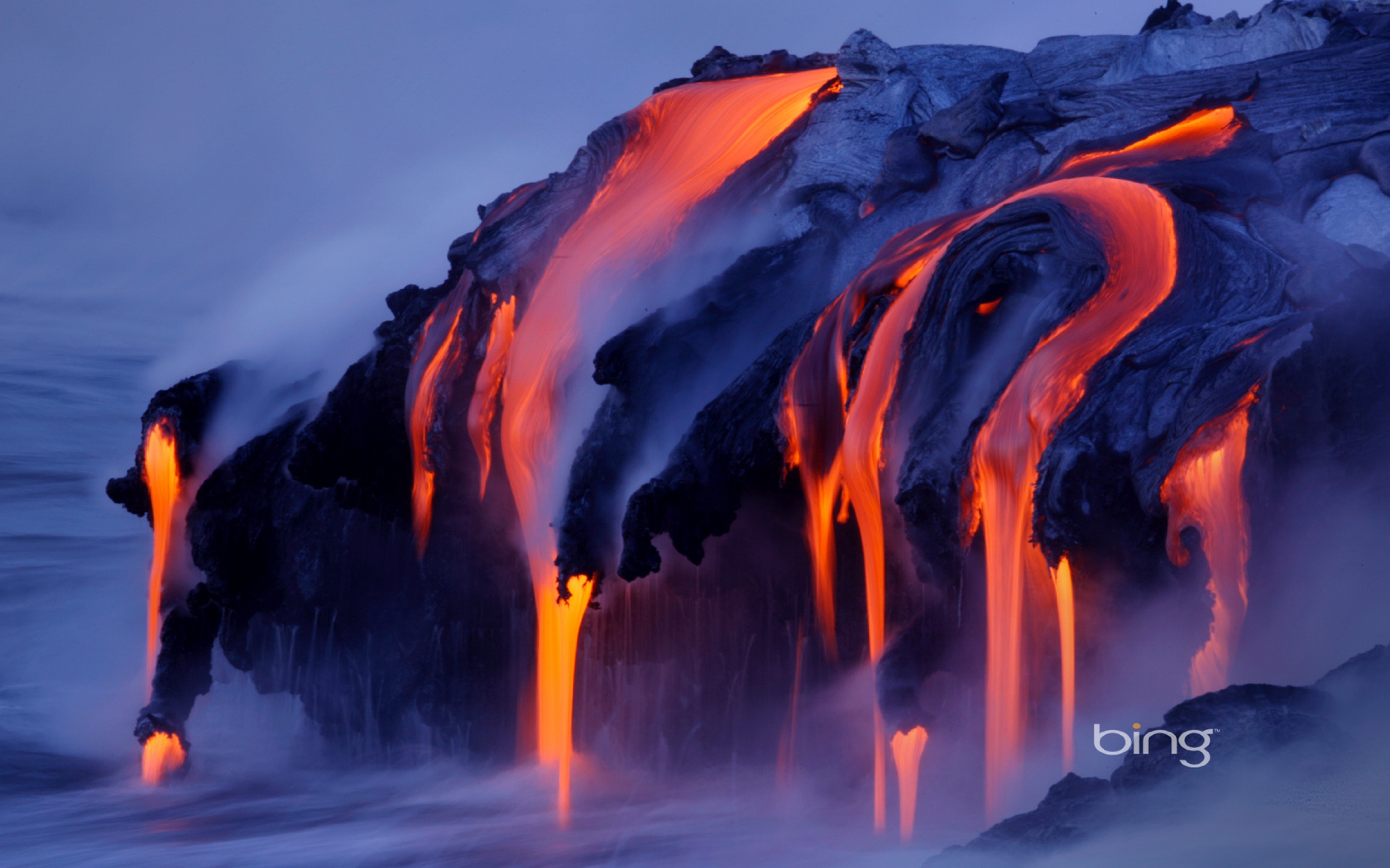 Preview wallpaper streams, steam, lava, volcano, eruption 3840x2400