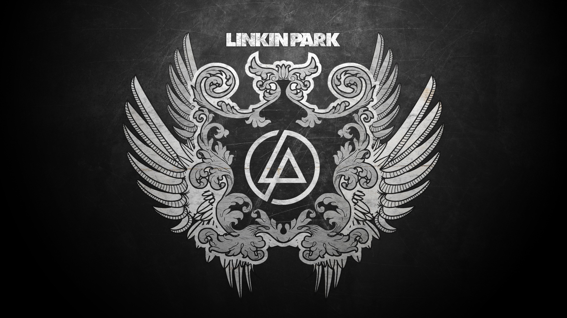 Preview wallpaper linkin park, wings, feathers, letters, symbol 1920x1080