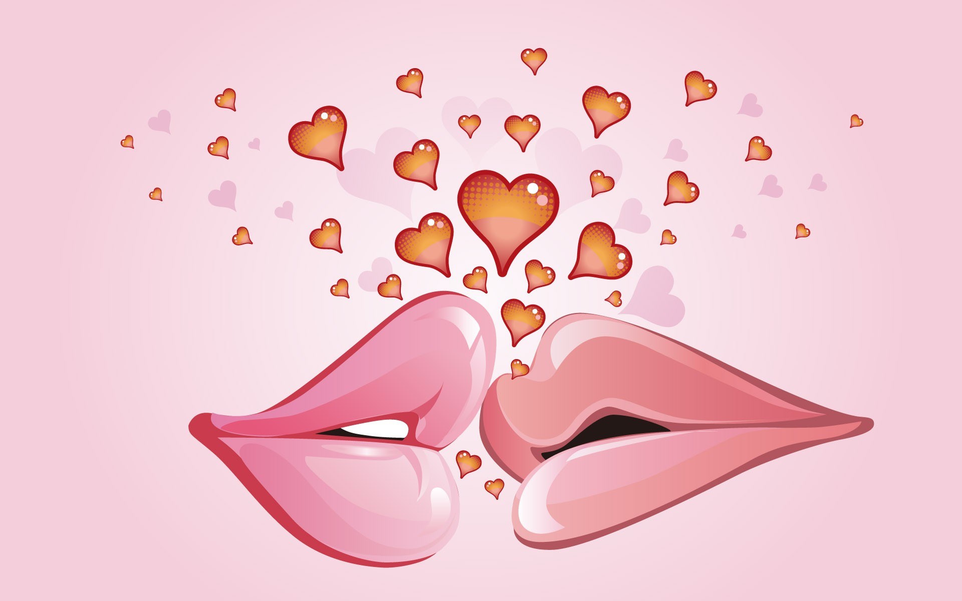 Lips Kiss Hearts Art