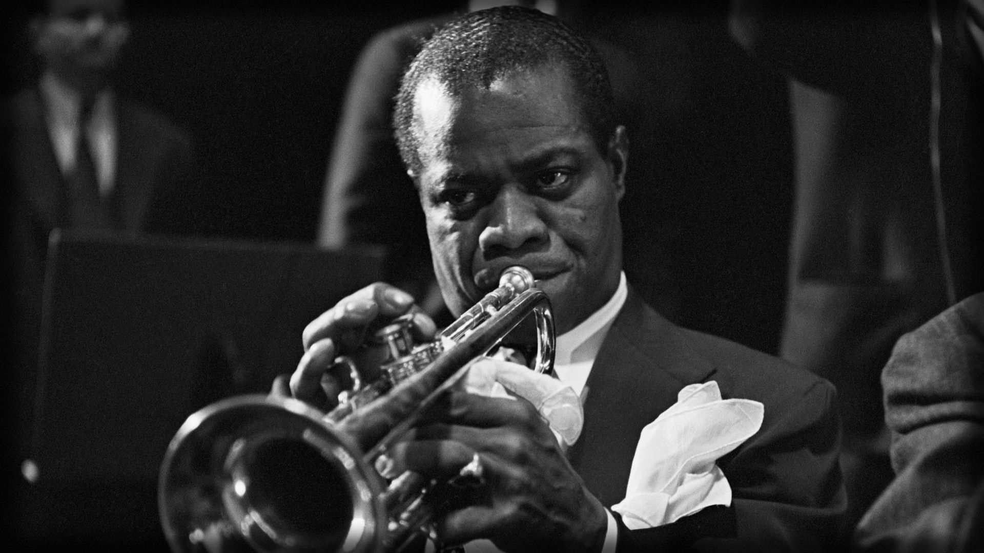 Preview wallpaper louis armstrong, pipe, jacket, ring, look 1920x1080