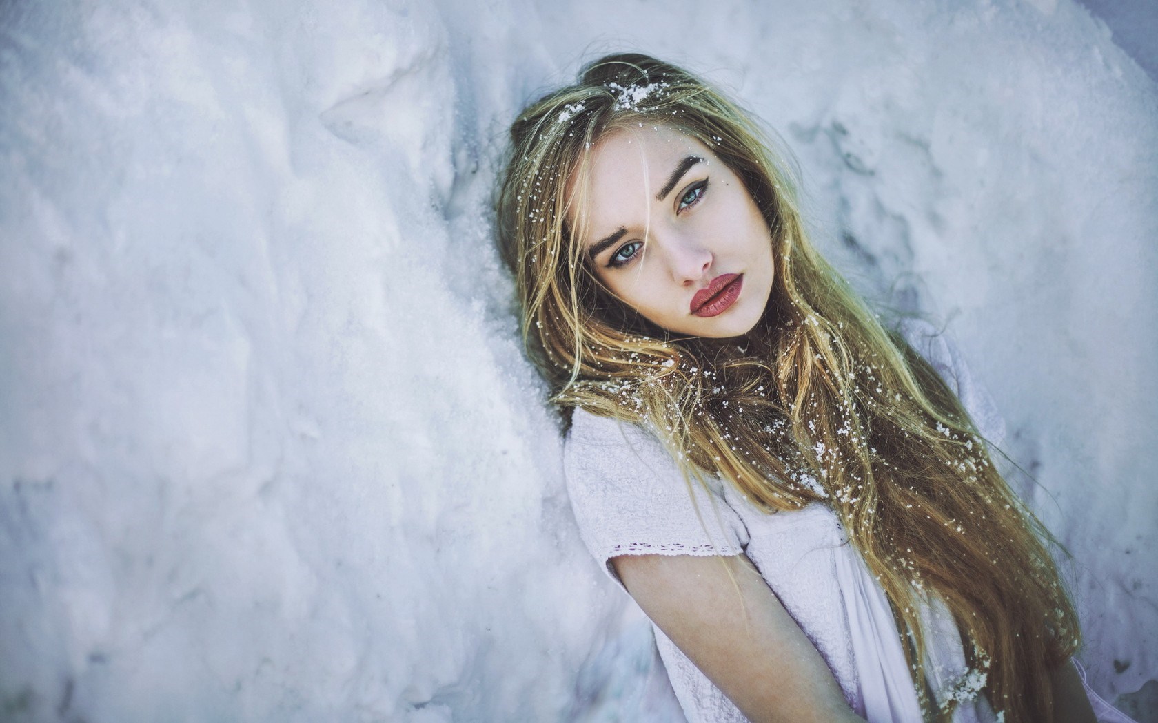 Lovely Blonde Girl Model Winter