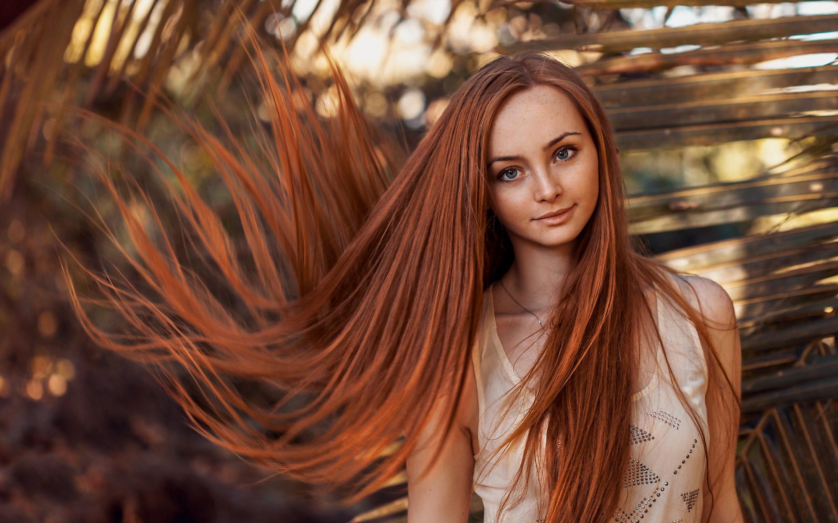 Lovely Girl Portrait Freckles Redhead Hair