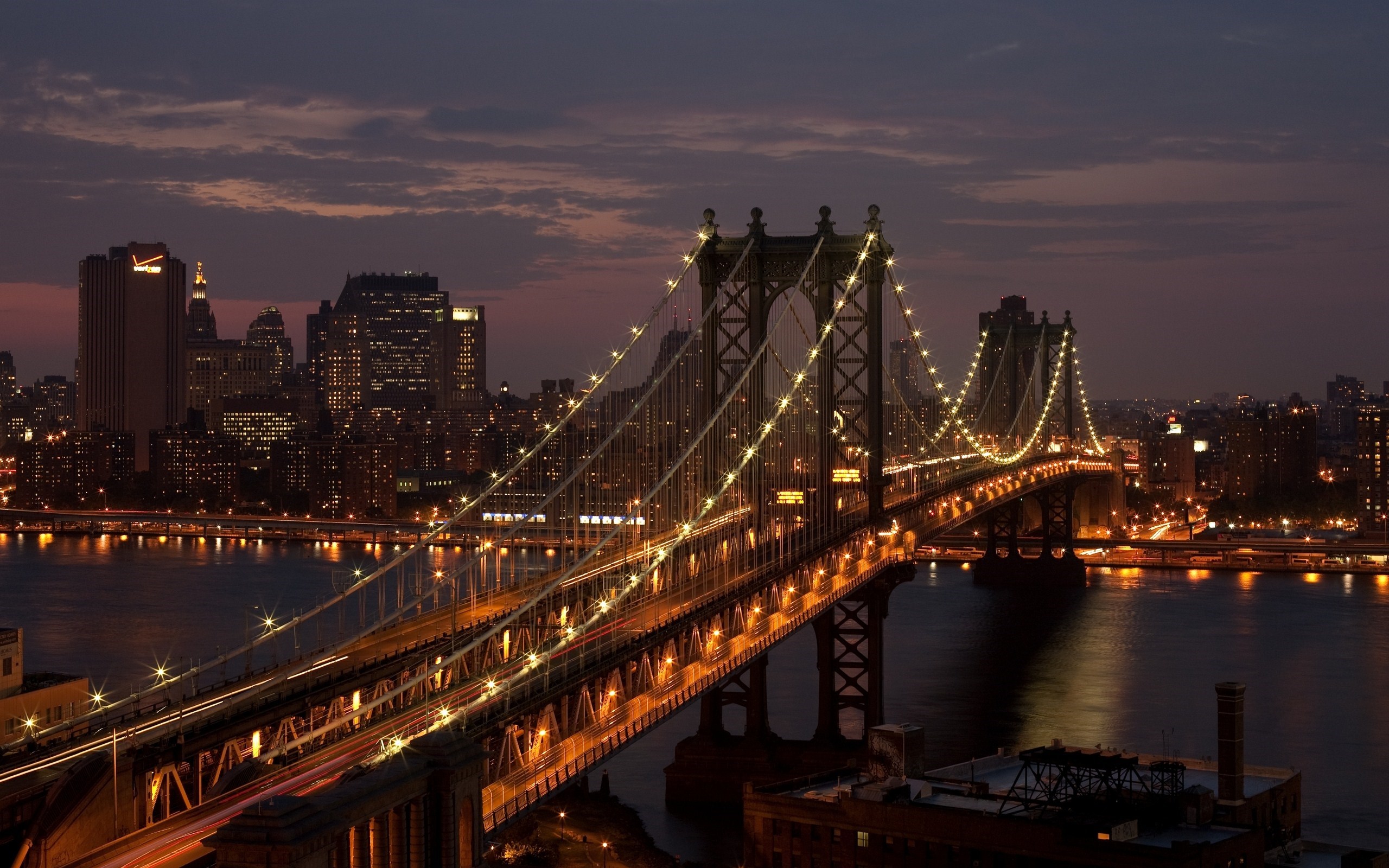 Manhattan Bridge New York City USA Night Photo