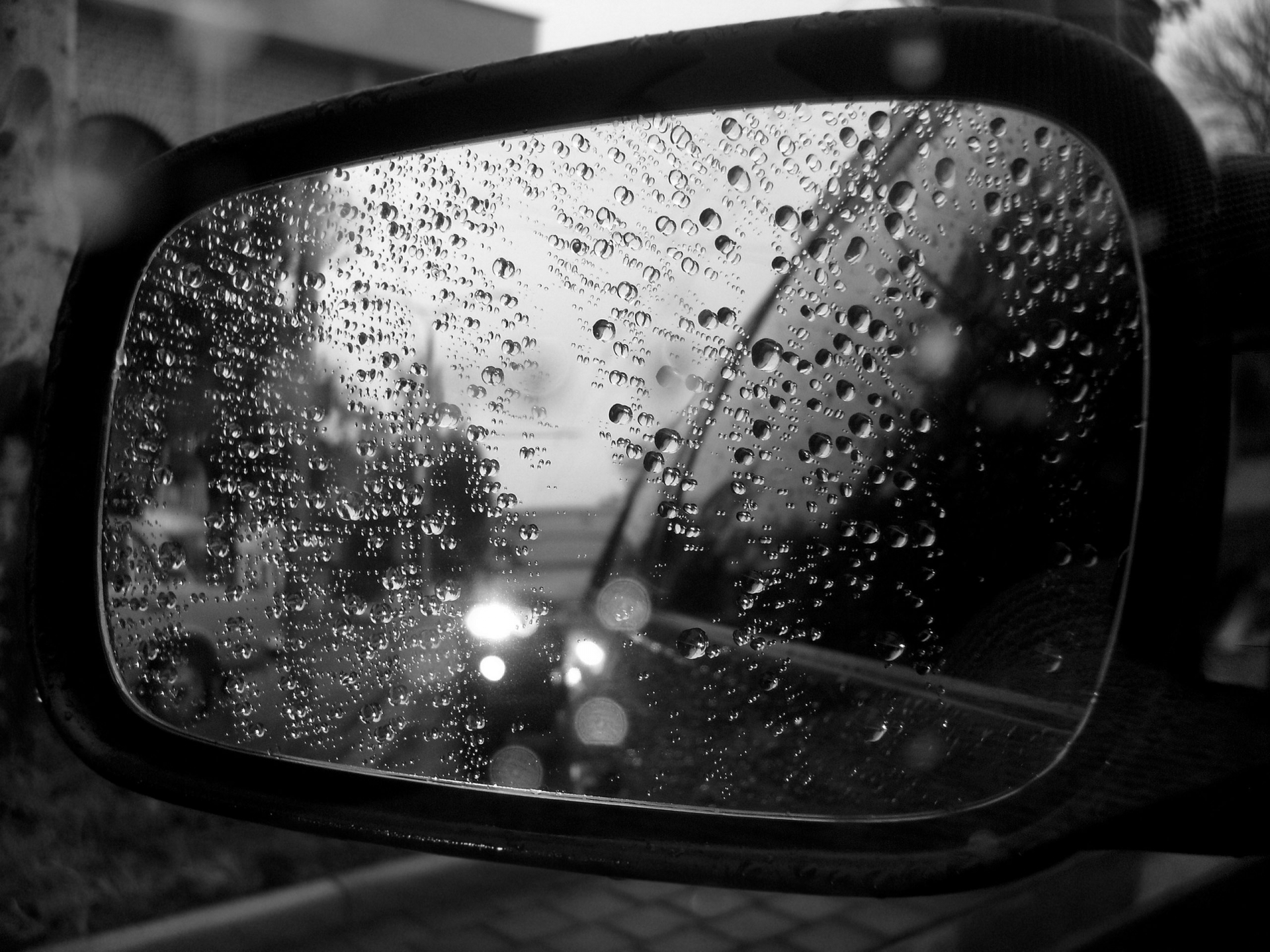 Black And White Cars Mirror Wallpaper HD 987