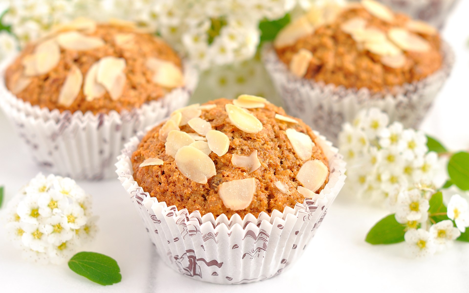 Muffins Almonds Flowers