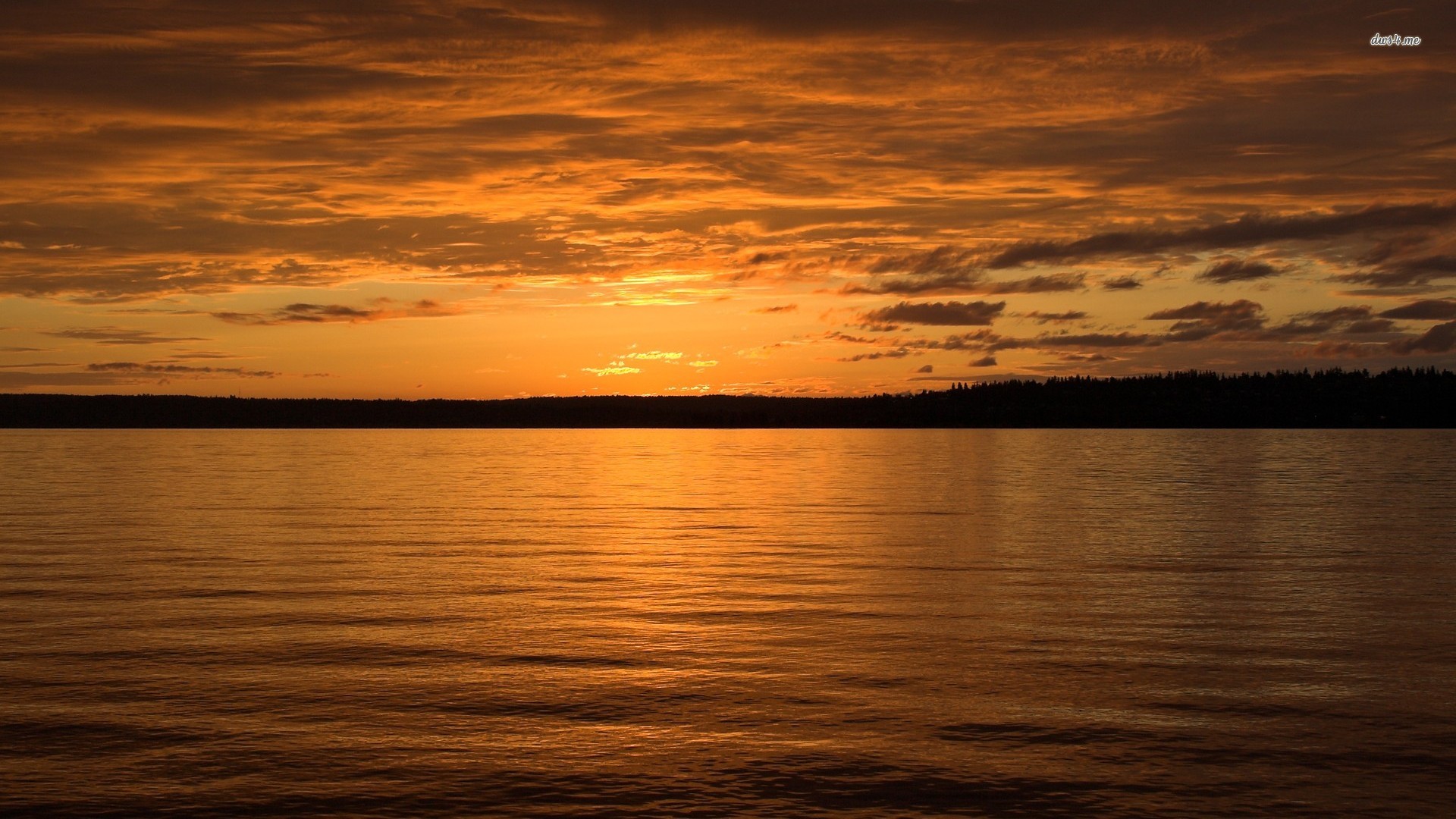 ... Orange dusk over the lake wallpaper 1920x1080 ...