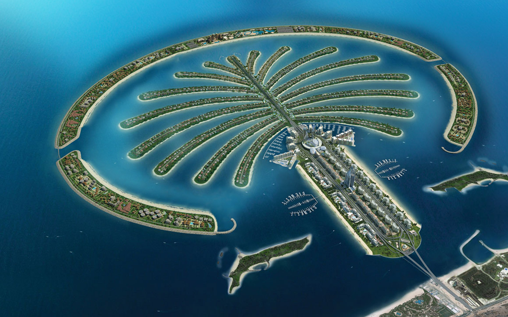 Palm Jumeirah Island architectural masterpiece in Dubai