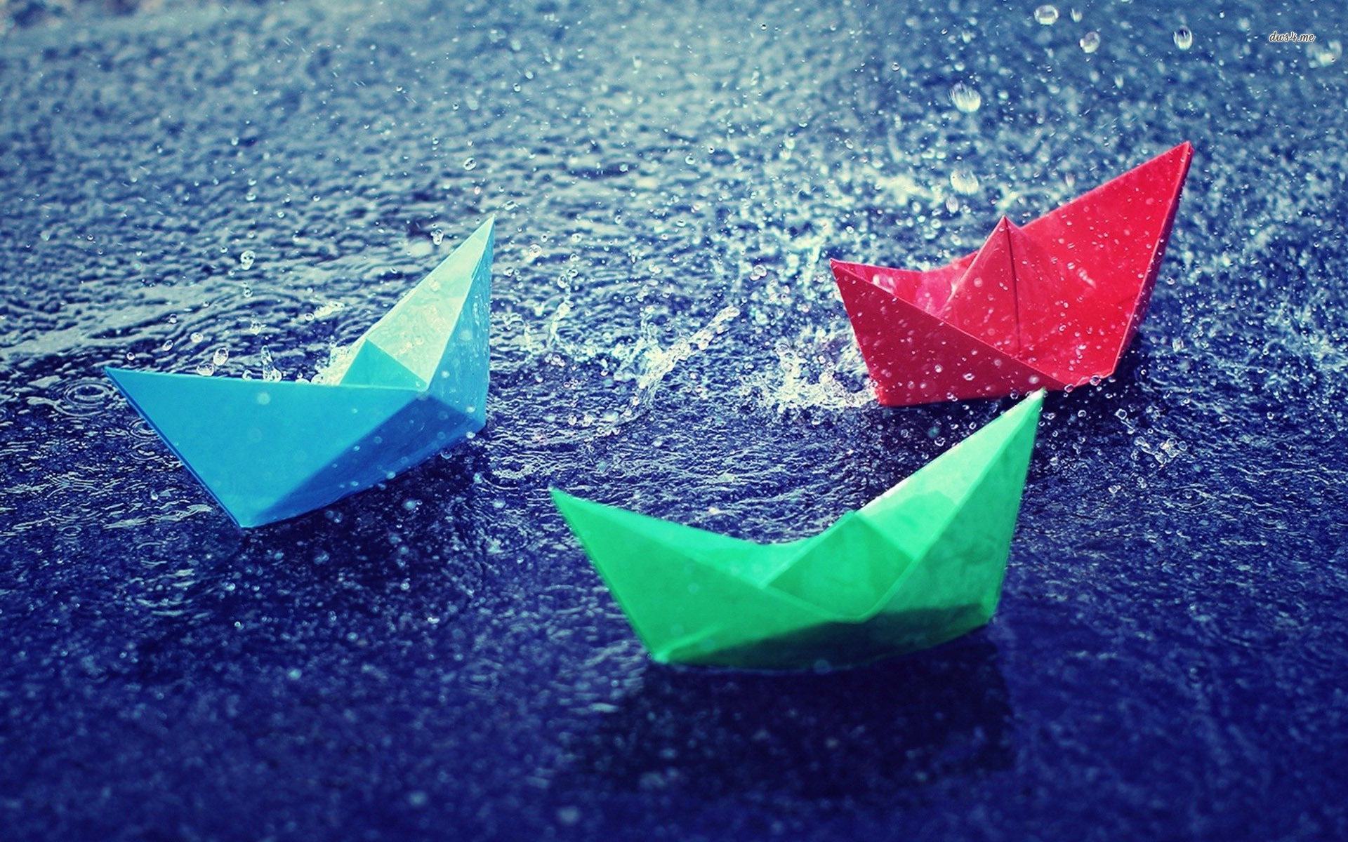 ... Colorful paper boats in the rain wallpaper 1920x1200 ...