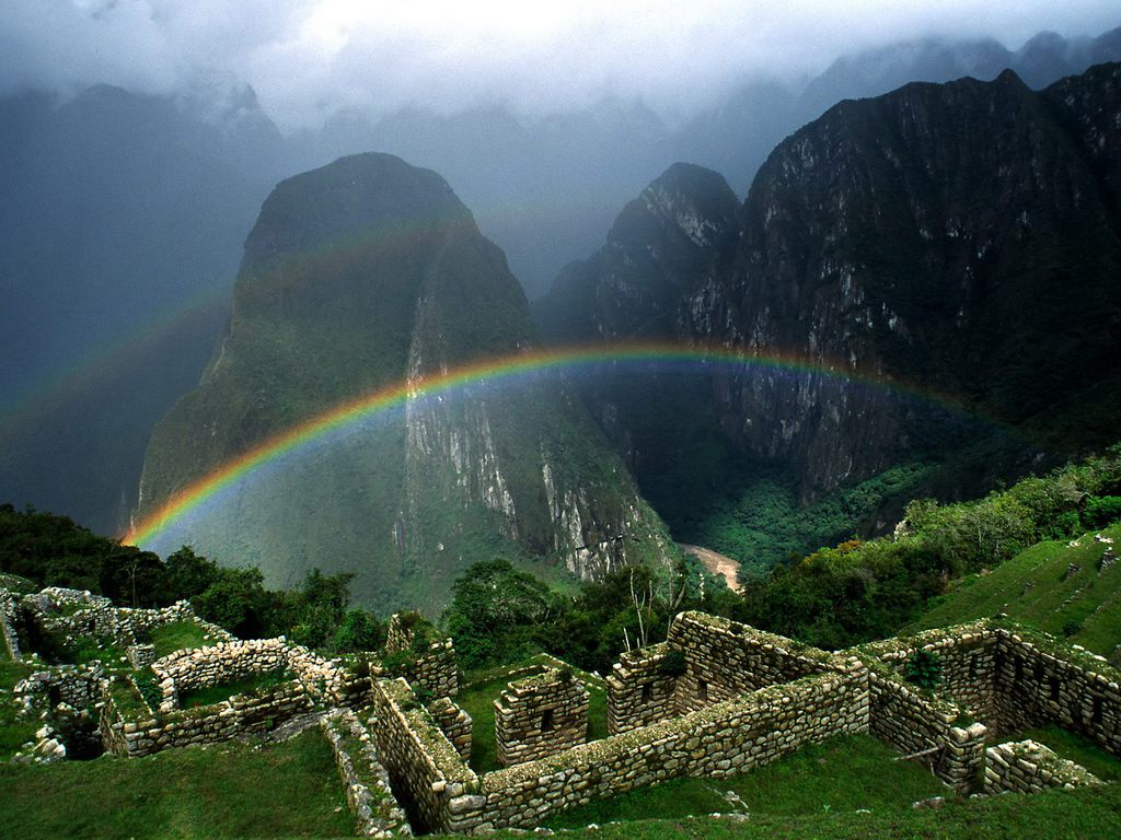 Rainbow Over Machu Picchu Peru Wallpaper