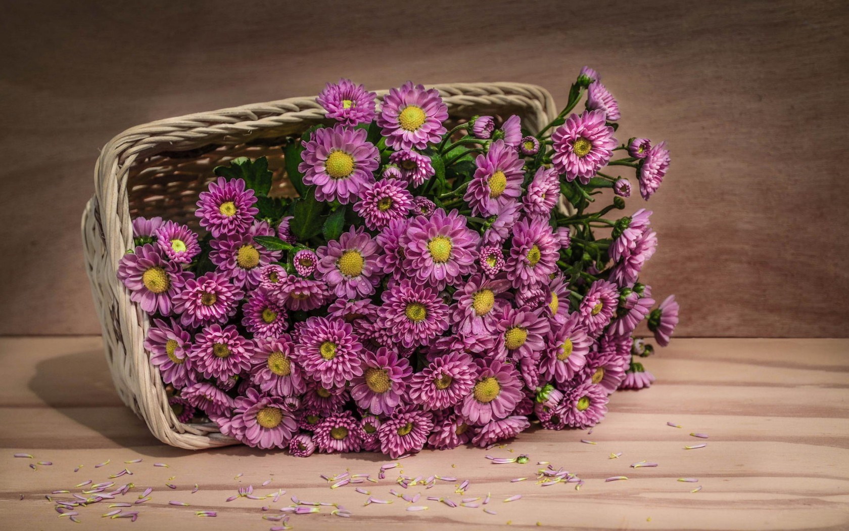 Pink Flowers Basket