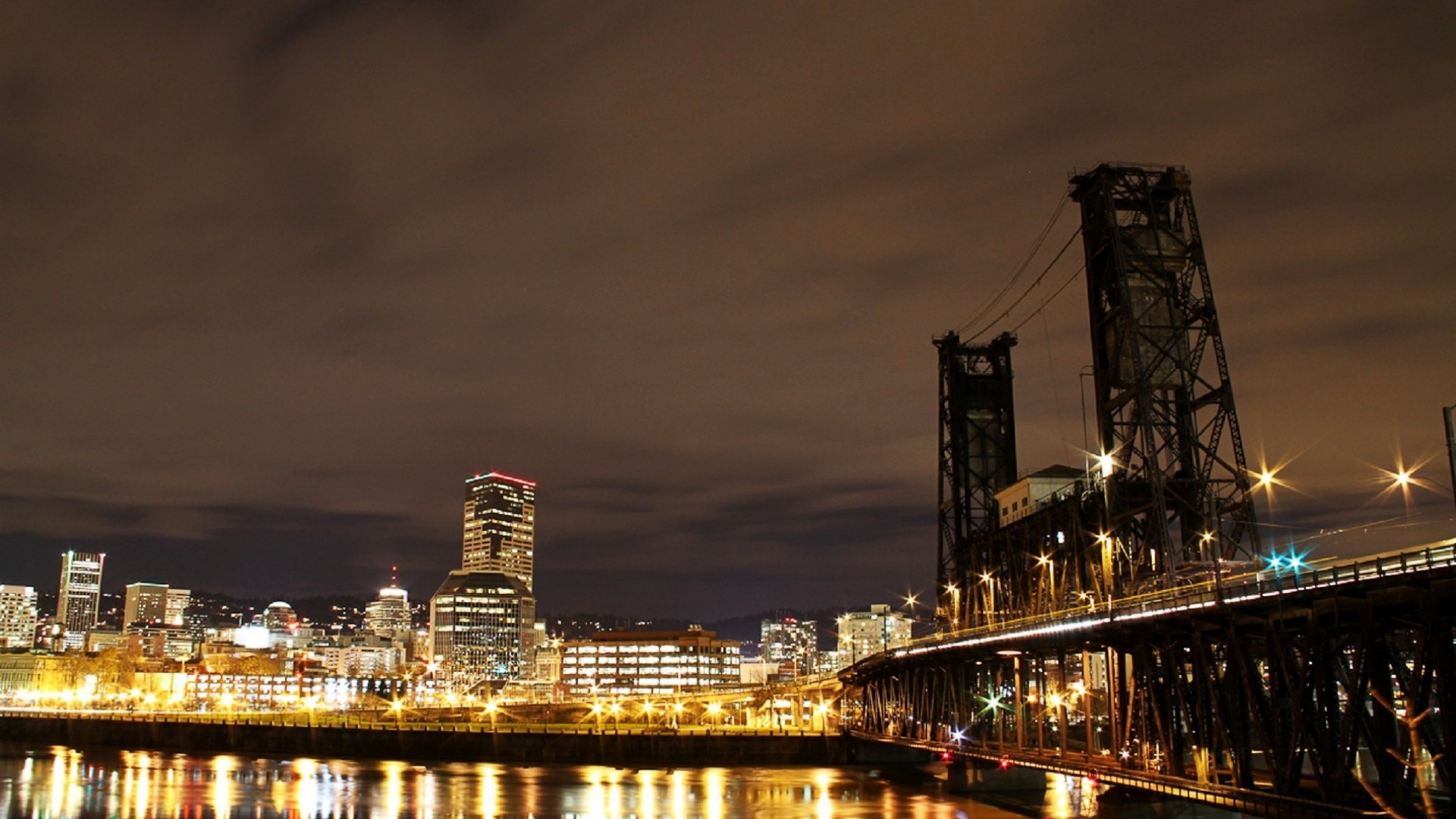 Portland city lights at night HD Wallpaper