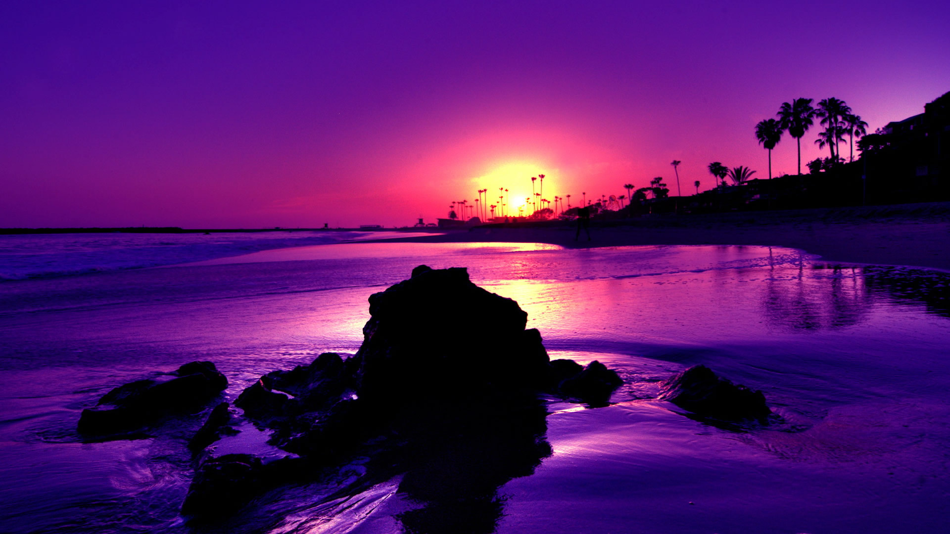 Amazing Purple Sunset Beach