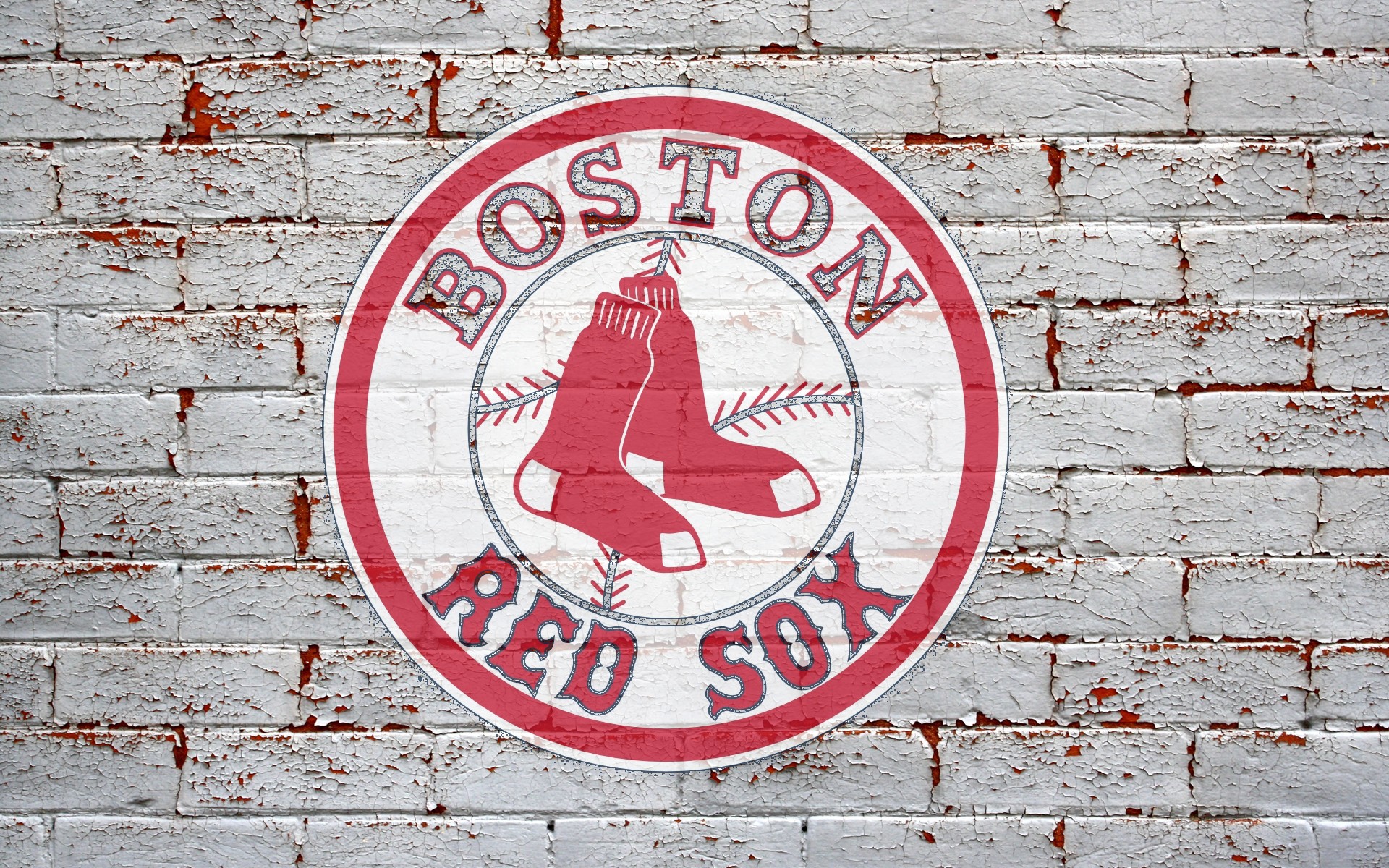 boston red sox logo on brick wall 1920x1200 1218 wide Boston Red Sox HD Wallpaper