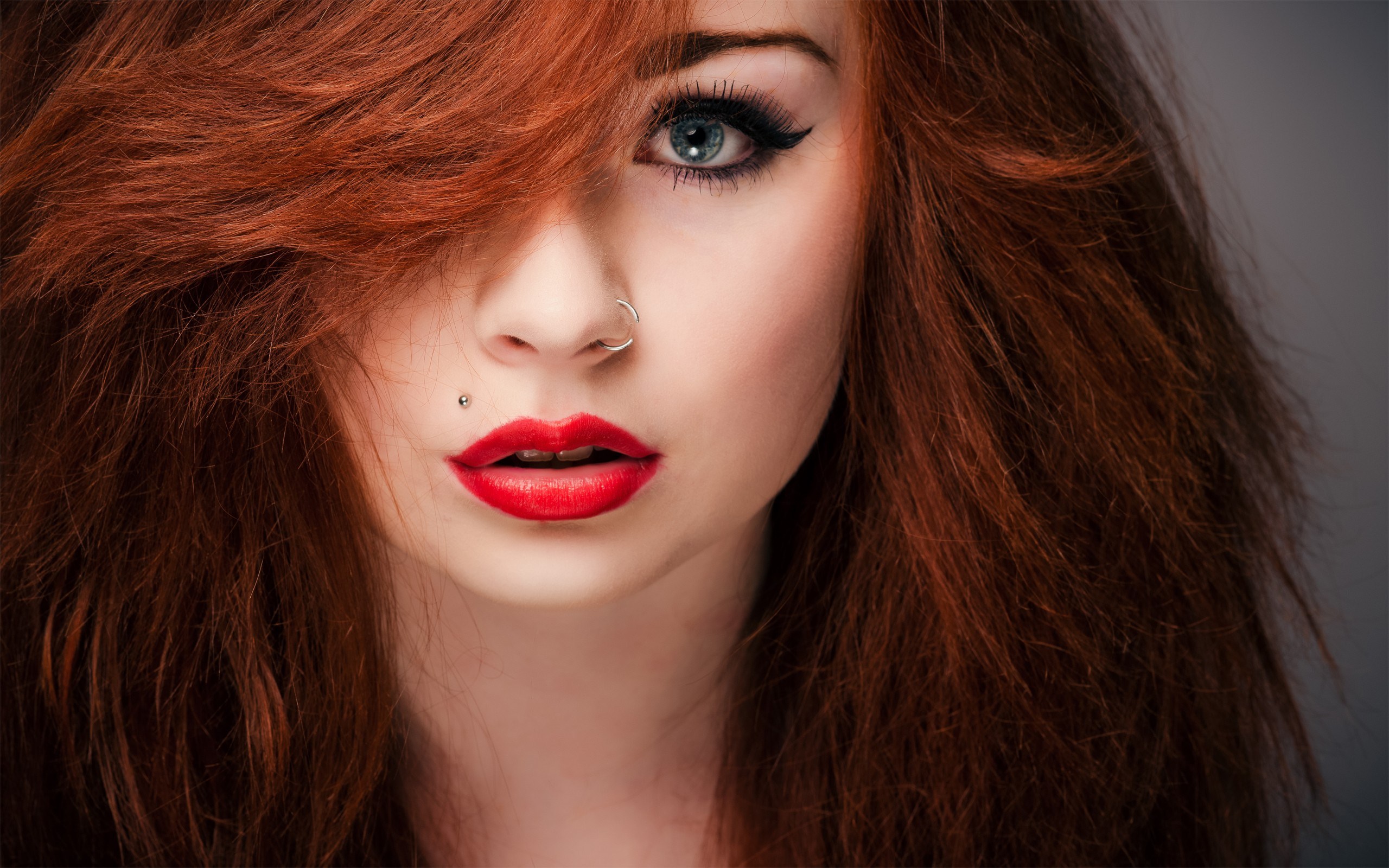 Lovely Redhead Girl Fashion Red Lips Photo HD Wallpaper