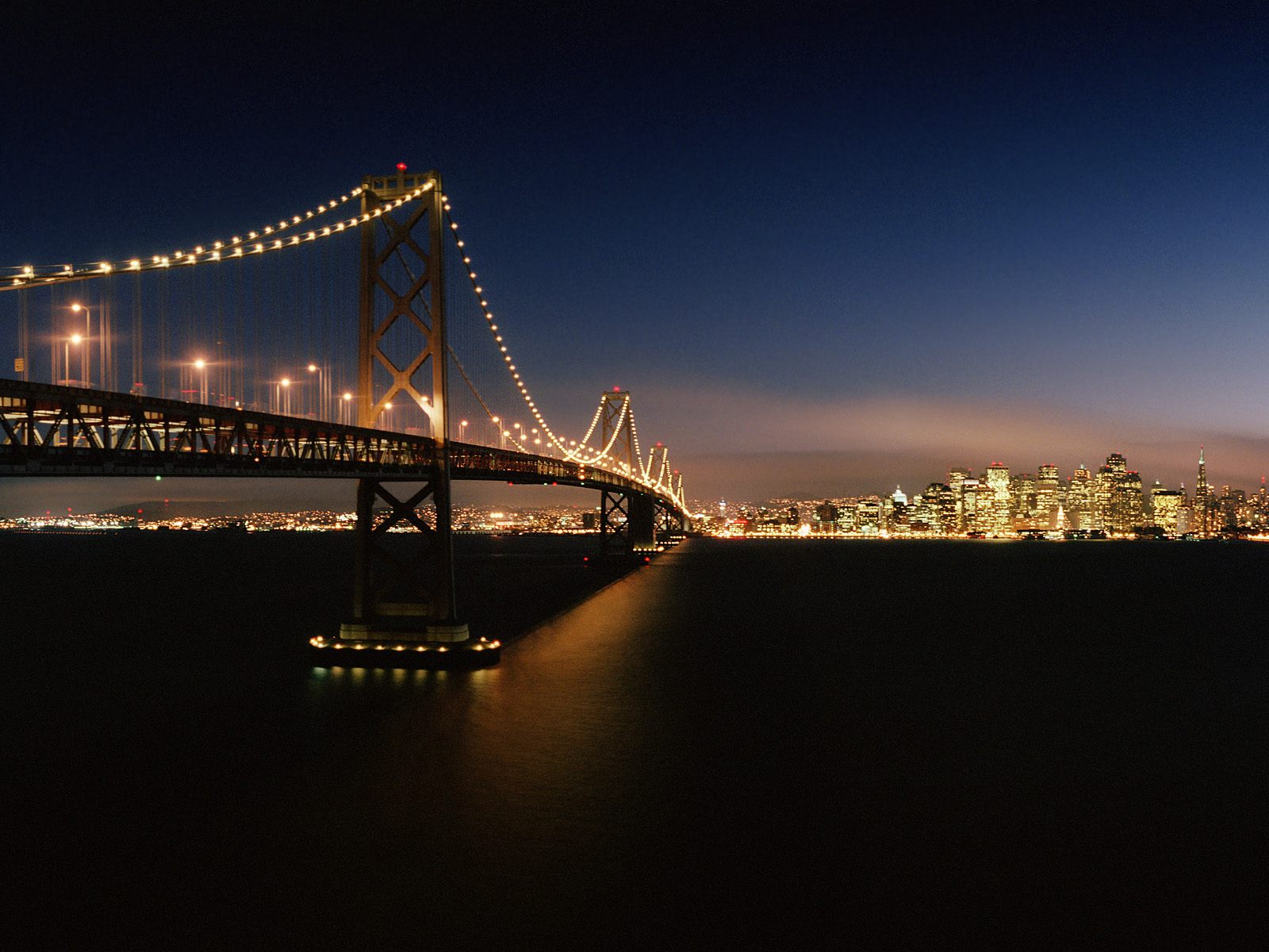 Evening Crossing Bay Bridge San Francisco California