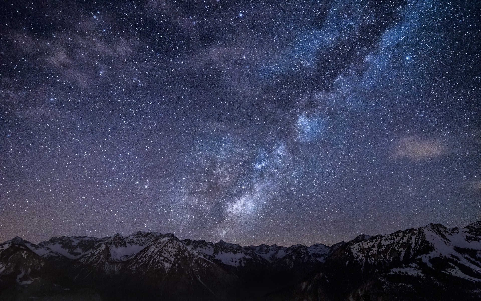 Starry sky above the mountains wallpaper