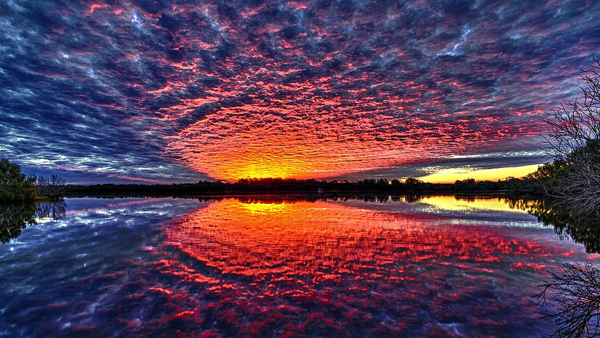 Stunning Sunset Reflection Hdr Hd Desktop Background HD wallpapers