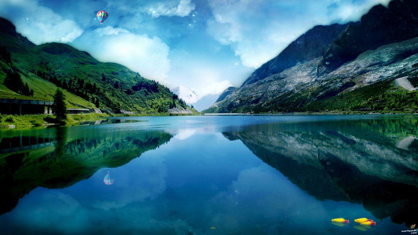 Right click to download Stunning Lakeside City Landscape Facebook Timeline Cover