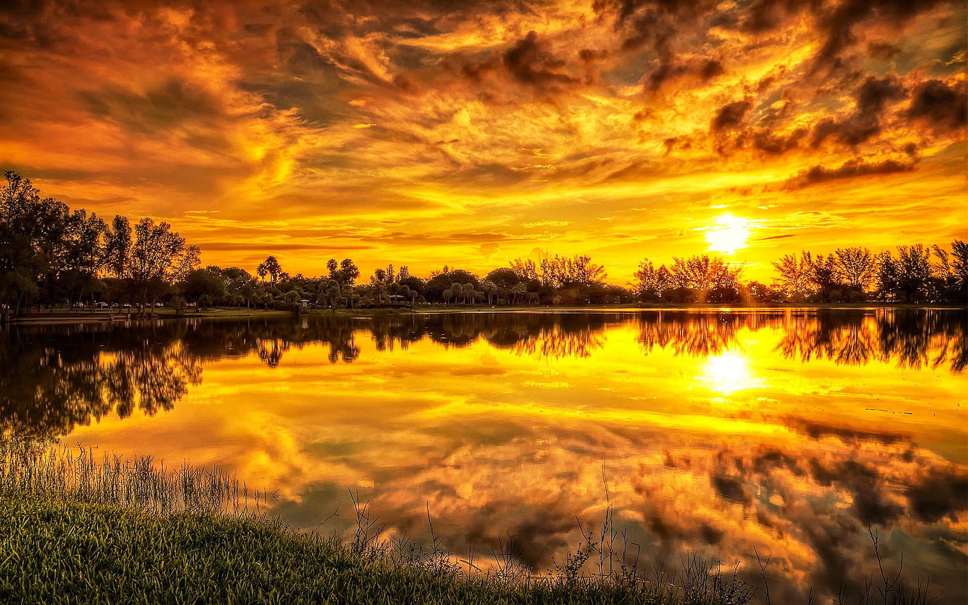 Sunset water reflection