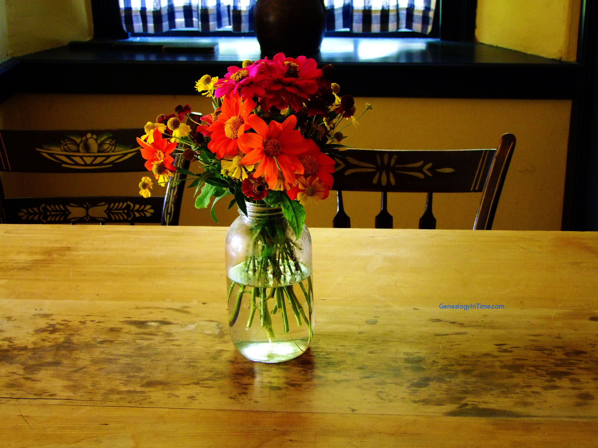 flowers on kitchen table