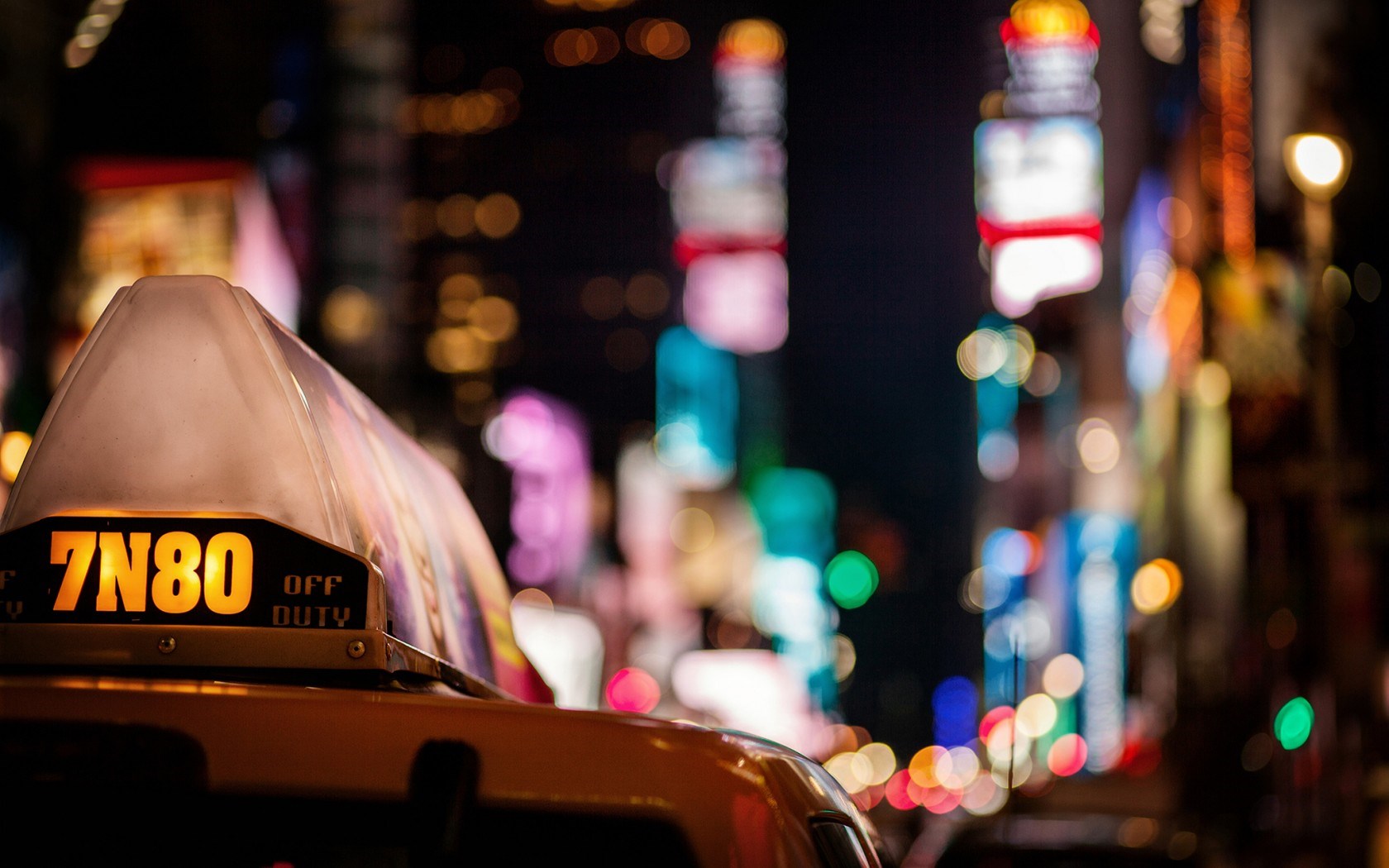 Taxi Car City Night Lights