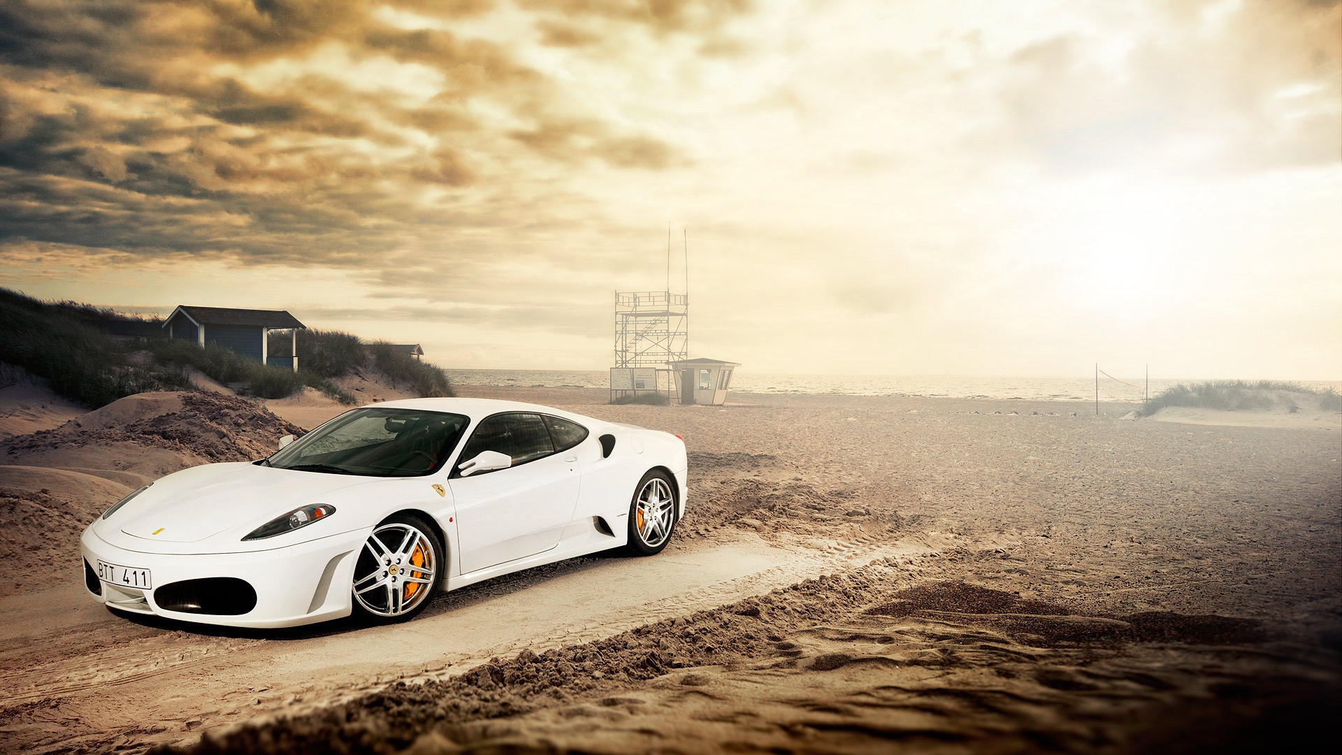 Image for White Ferrari On Sand Wallpaper HD 31