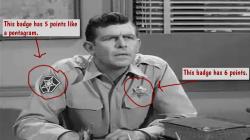Andy Griffith wearing a pentagram