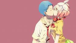 Anime couple surprise kiss