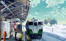 Anime girl trainstation winter Wallpaper in 1680x1050 Widescreen