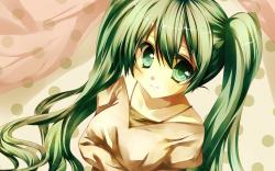 Anime Girl With Dots Green Hair Art HD Wallpaper