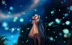 Art Girl Anime Night Lights HD Wallpaper