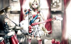 Art Blonde Girl Hello Kitty Guitar Music Anime