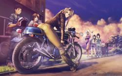 Art Girls Boys Bike Street Anime