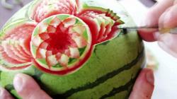 Watermelon skin carving
