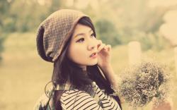 Beautiful Brunette Asian Girl Photo HD Wallpaper