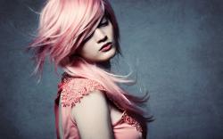 Beautiful Pink Hair Dress Fashion Girl Style Blue HD Wallpaper
