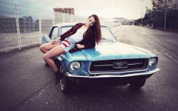 Beauty Girl Ford Mustang Car Mood