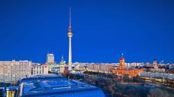 Preview wallpaper berlin, city, roads, houses, night 3840x2160