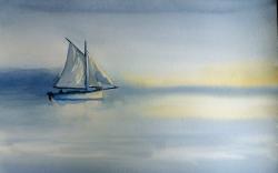 Boat Sea Landscape Painting