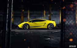 Car Lamborghini Gallardo Superleggera Yellow Side Warehouse