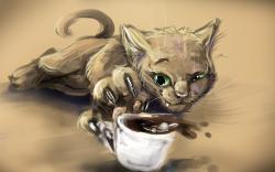 Cat Cup Coffee Artwork