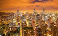 Chicago night city view