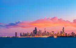 Chicago skyline evening sunset