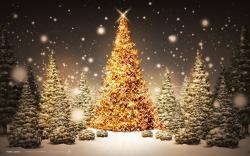 Golden Christmas Tree Wallpaper