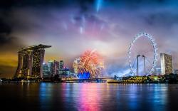 City Singapore Night Holiday Fireworks