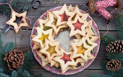 Cookies Stars Baking Dessert Food Pine Cones Winter Christmas