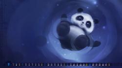 Cute Panda March 2012 Calendar Wallpaper