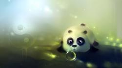 Cute panda playing with bubbles wallpaper