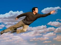 David Copperfield flying in air.