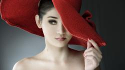 fashion-red-hat-brunette-model-girl-portrait-wallpaper-